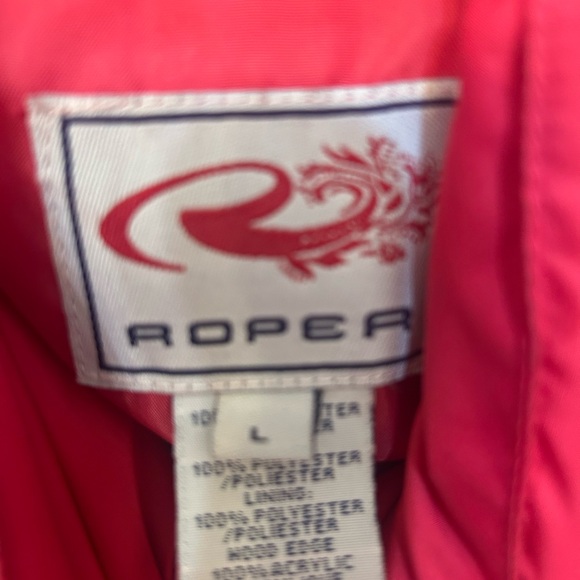 Roper Women’s Large  Hooded Pink Puffer Vest with Faux Fur Trim - Picture 2 of 7